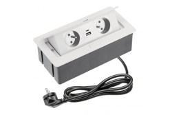 Indux Flip Medium køkken stikkontakt jordforbindelse i arbejdspladen eller overskab hvid med 2 stikkontakter og 2 USB opladere 1208957849