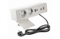 Indux Desk skrivebord eller bordmåtte hvid jordforbundet stikkontakt (2x) med 1xUSB A, 1xUSB C, 1xRJ45 og 1xHDMI 1208957923