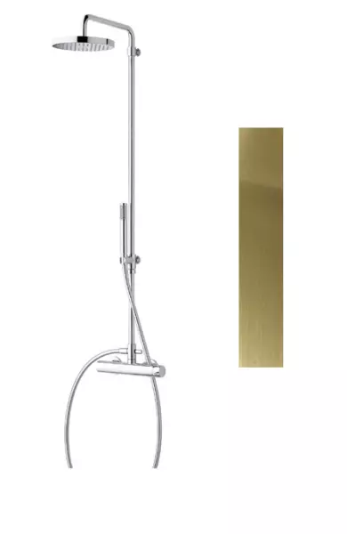 Waterevolution Flow brusekombination med termostat og regnbruser PVD guld White Gold T141TWGE