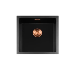 Lorreine BQ serie vask 45x45cm overflade sort med kobber prop 40BQ-T-COPPER