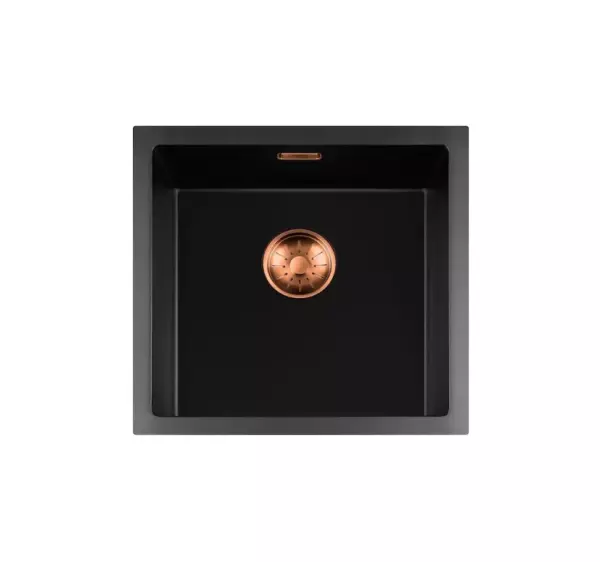 Lorreine BQ serie vask 45x45cm overflade sort med kobber prop 40BQ-T-COPPER