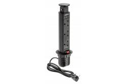 Desktop mortise forlængerkabel 60 mm, 3x UK-stik (sort) ENGLISH VERSION 1208958626