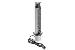 Desktop mortise forlængerkabel 60 mm, 3x UK-stik, 2xUSB 2,1A 5V (sølv) ENGLISH VERSION 1208958629