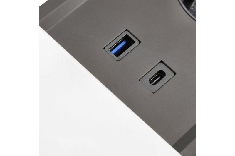 PRESTINO indbygget skrivebordsforlængerkabel, 2x schuko-stik, USB A+C, RJ45, HDMI, kabel 1,5m, sølv 1208958676