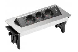 Desktop-forlængerledning uden stikdåse 3x schuko-stik, 1,5 m strømkabel med rustfri stikprop 1208958679