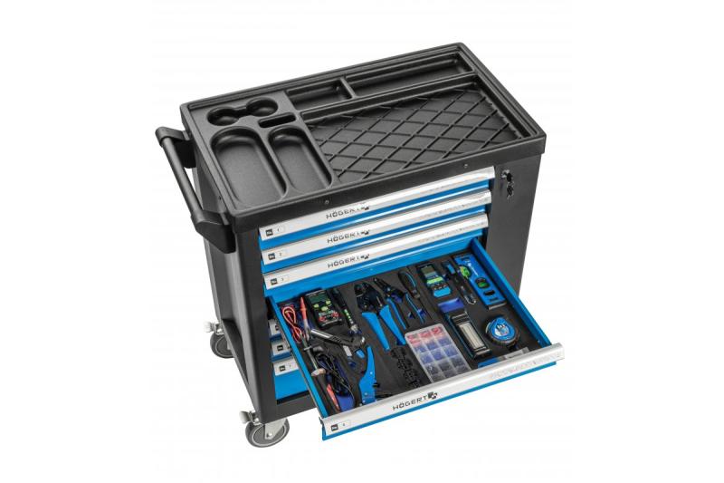 Hoegert 7-skuffe værktøjskasse med en sidedør med tilbehør 544 stykker. 1208962010