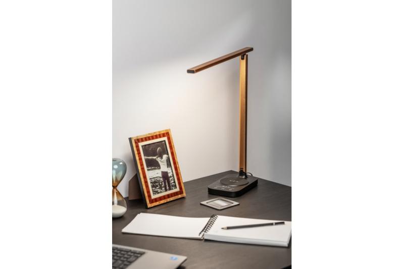 Bureau decor lamp Bressi 8W 450lm AC220-240V 3-CCT Trådløs Opladning USB PF>0,5 RA>80 Sort / Guld 1208962479