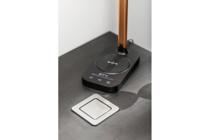 Bureau decor lamp Bressi 8W 450lm AC220-240V 3-CCT Trådløs Opladning USB PF>0,5 RA>80 Sort / Guld 1208962479