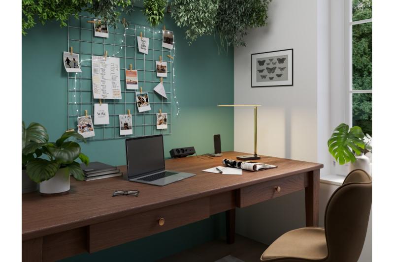 Bureau decor lamp Bressi 8W 450lm AC220-240V 3-CCT Trådløs Opladning USB PF>0,5 RA>80 Sort / Guld 1208962479