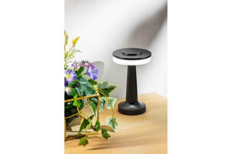 Decor Bordlampe Monum 3W 200lm DC 5V 1A 3000 K 3 grader. Dæmpbar med 1800 mAh batteri, sort. 1208962504