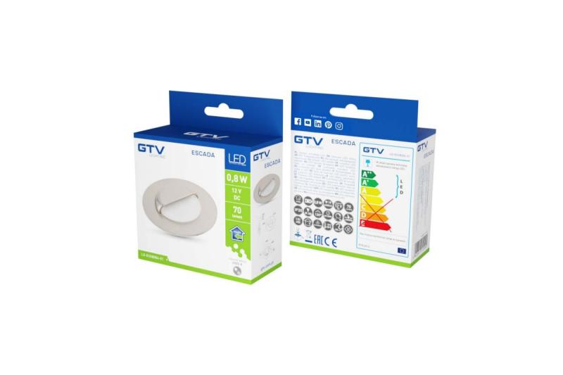 Dekor LED trappearmatur ESCADA OB DC12V rund matglas kappe 0,8W 70lm 4000K inox kabel 150cm