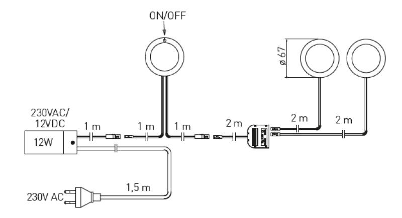 Decor cucina Køkkenbelysningssæt med 3 spots med afbryder belysning varm hvid 1208963267