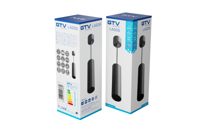 Decoreer hanglamp LAGOS GU10 aluminium IP20 max. 20W zwart 1208963909