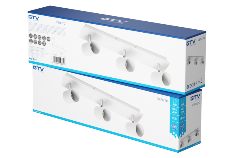 Dekor Loftarmatur VENETO IP20 maks. 20W 3 x GU10 rund hvid. 1208964039