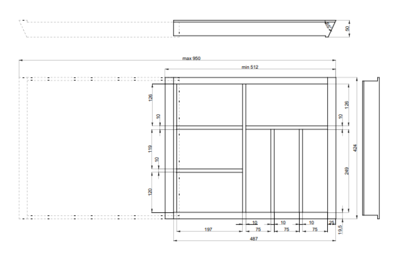 Decor Cutle Bestikbakke Køkken Justerbart Indsats til 600-1000mm Skabe 1208966291