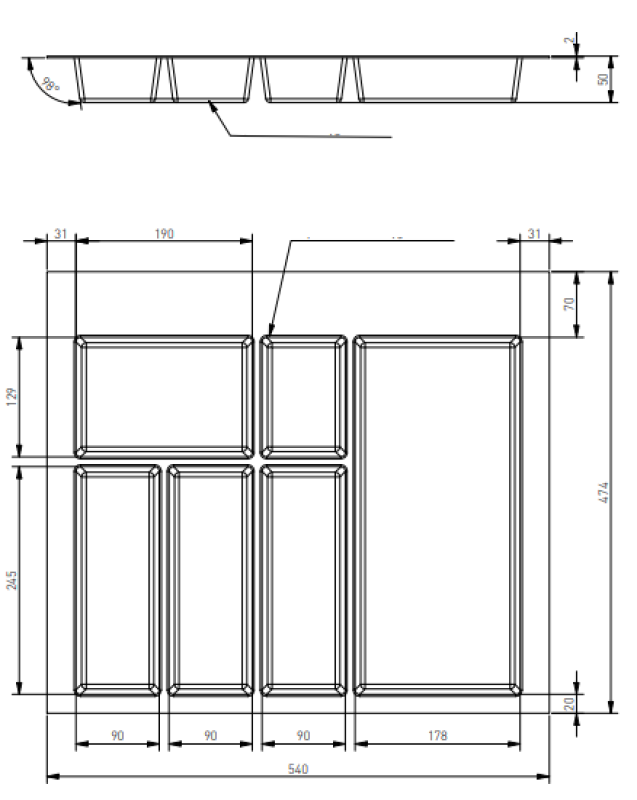 Decor Cutle Bestikindsats til Køkkenskuffe 600 Hvid 1208966377