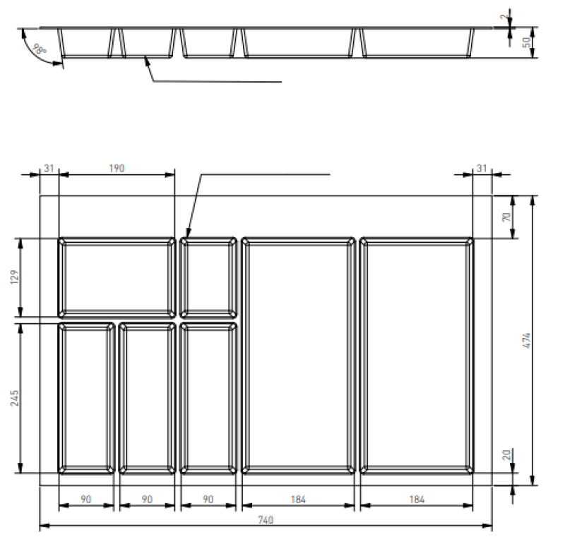 Dekor Bestikindsats til Køkkenskuffe 800 Axispace Hvid 1208966379