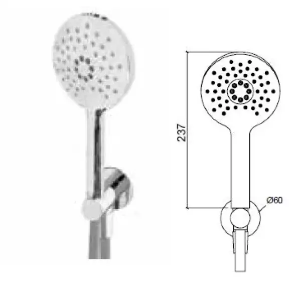 Waterevolution Flow rund håndbrusersæt komplet med vægtilslutning krom - 3 funktioner - T1621R01