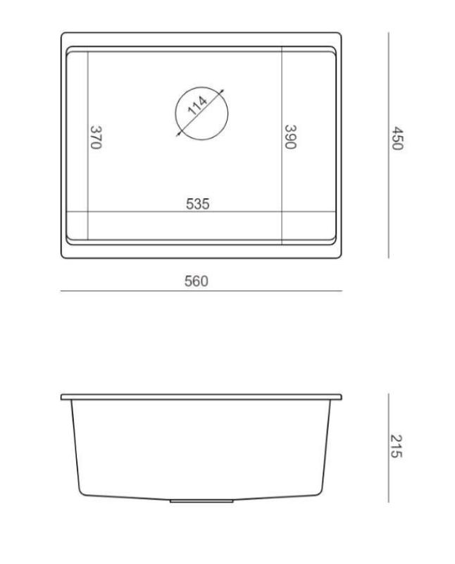 Quadri Newport II granit underlimmet sort vask 560x450 mm inkl. sort afløbsdæksel 1208966924