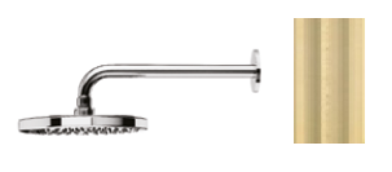 Waterevolution Flow hovedbruser 250mm med vægtilslutning PVD Light Gold T164125WGE