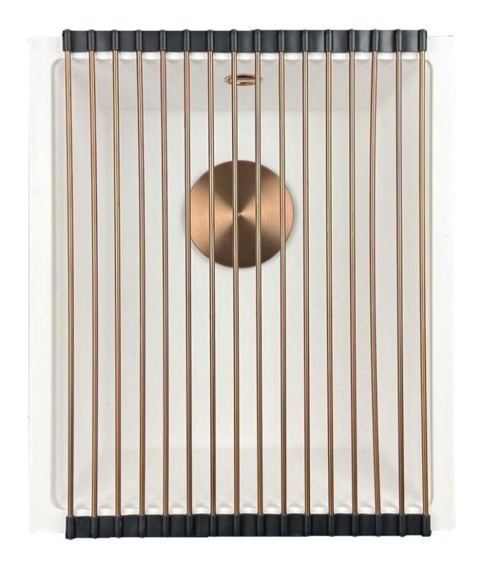 GraniteMy Universal granit hvid vask 34x40 cm hvid til topmontering, undermontering og planmontering med kobber prop 1208967148