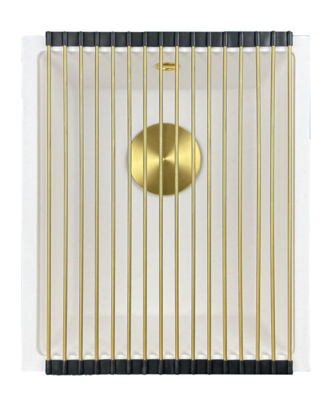 GraniteMy Universal granithvide vask 34x40 cm hvid overmonteret undermonteret og planmonteret med gylden prop 1208967149