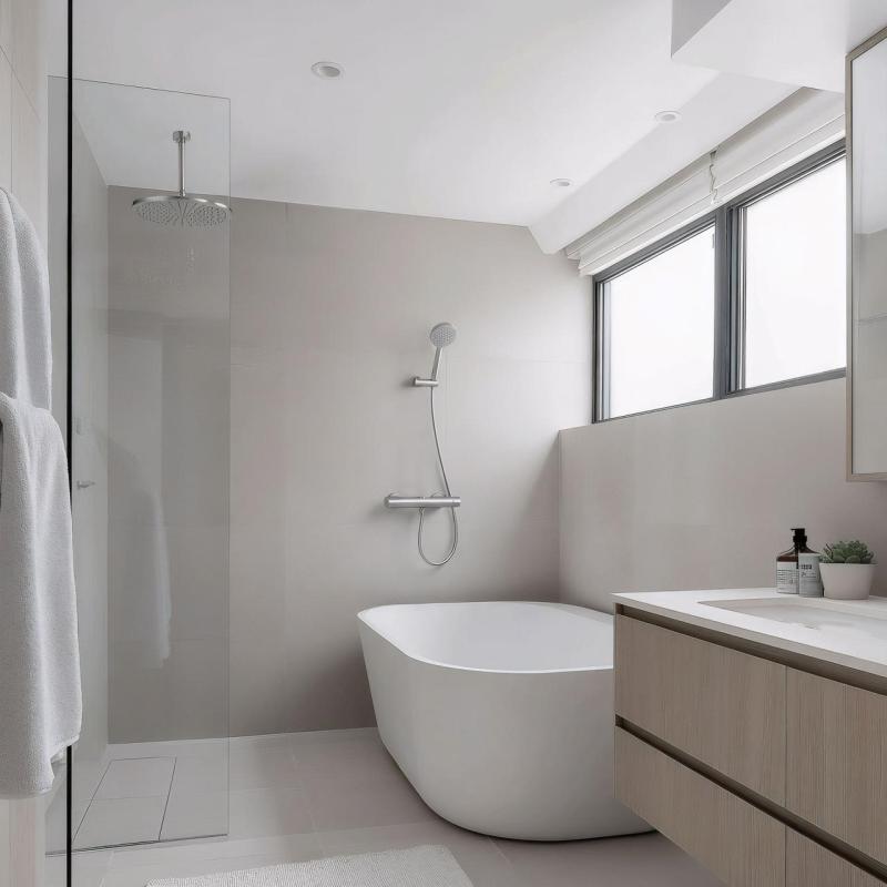 Waterevolution Flow brusetermostat med rundt brusesæt i rustfrit stål T140TNRIE