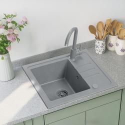 Quadri Sligo 60 grå granit vask sæt 55x44 cm med afdrypningsområde inkl. vandhane 1208967200