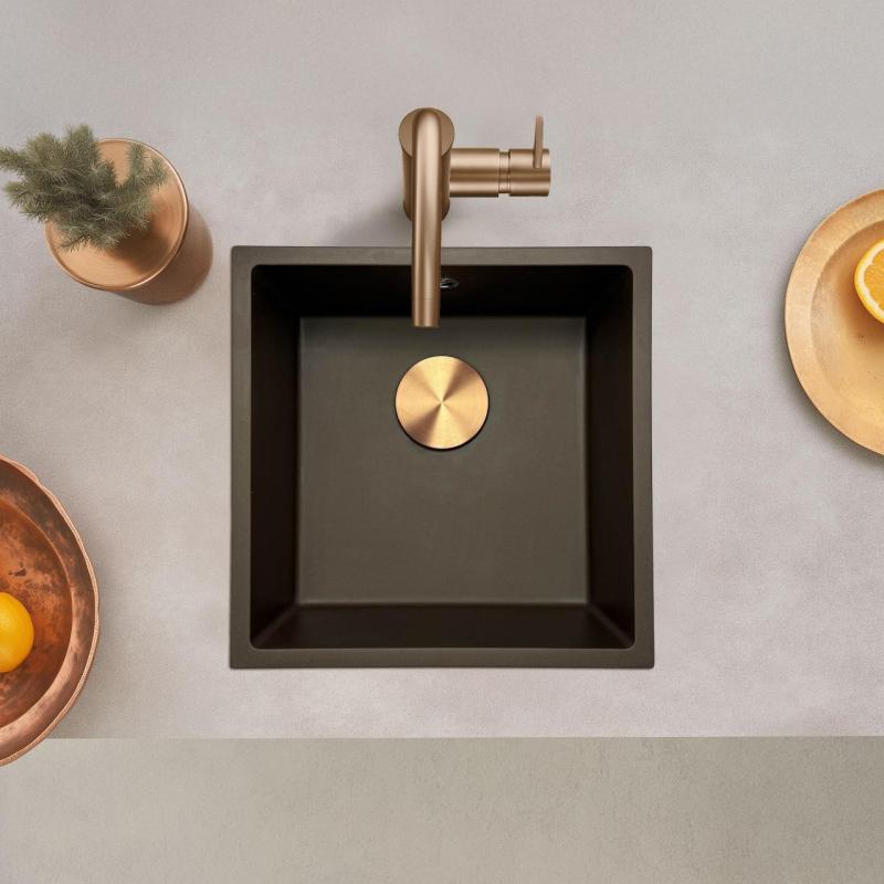 GraniteMy Universal granit café vask 40x40 cm til montering på bordpladen, undermontering og planmontering med kobberprop 1208967217