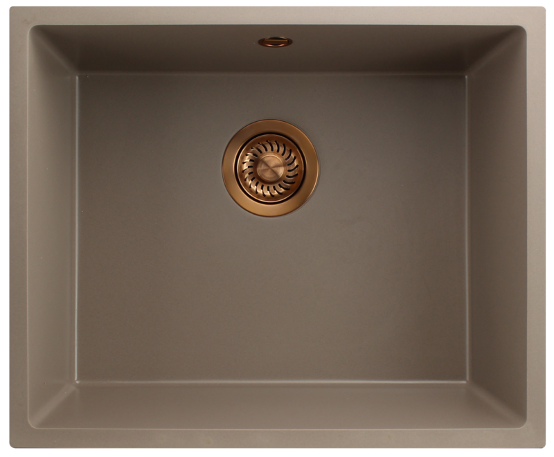 GraniteMy Universal granit taupe vask 50x40 cm til montering ovenpå, undermontering og planmontering med kobberprop 1208967225