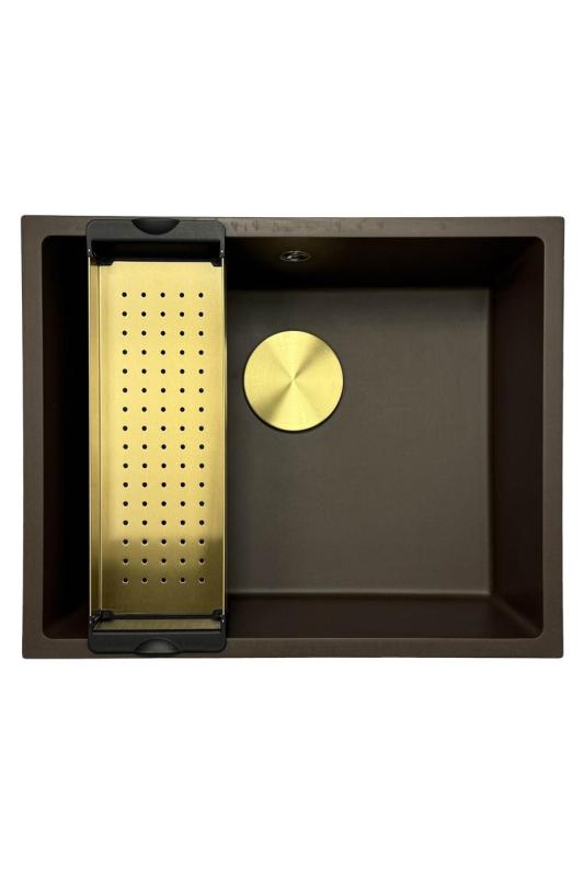 GraniteMy Universal granit café vask 50x40 cm til montering ovenpå, underbygning og planmontering med afløbsprop 1208967230