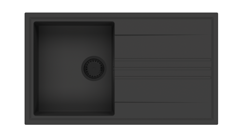 GraniteMy Vesi granitopbygning sort vask 86x50cm med dræning vendbar med sort prop 1208967288
