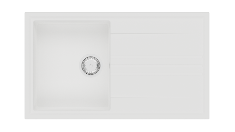 GraniteMy Vesi granit overbygning hvid vask 86x50cm med dræning vendbar med rustfrit stål prop 1208967291