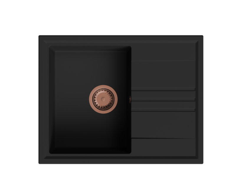 GraniteMy Vesi granit overbygning sort vask 64x50cm med afløb vendbar med kobber prop 1208967297