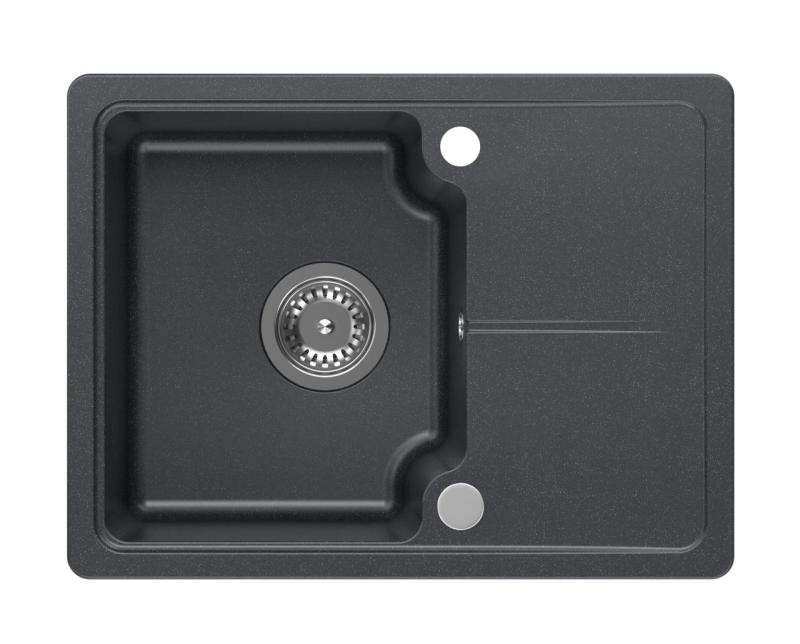 Quadri Kendal antracit granit vask 58x44cm med afdrypningsområde 1208967403