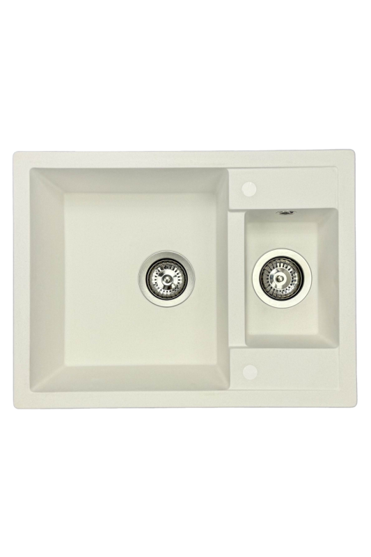 GraniteMy Smart ekstra lav 1,5 granit overflade hvid vask 58x44cm 1208967418