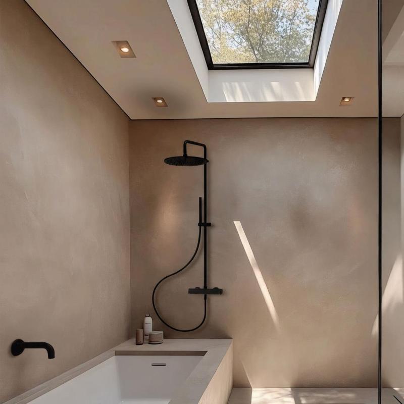 Waterevolution Flow brusekombination med regnbruser mat sort 250mm T141N25PR