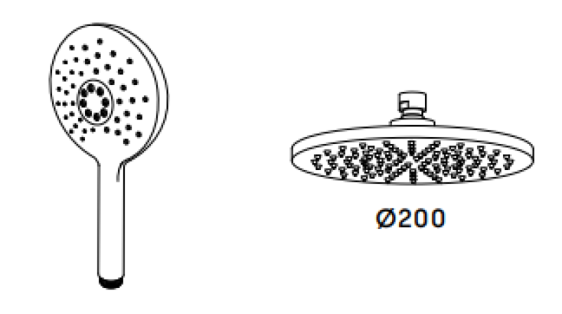 Waterevolution Flow brusekombination med regnbruser PVD børstet Kobber 200mm T141NRCPE