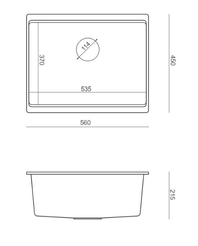 Quadri Newport II hvid granit underbygningsvask hvid 560x450mm med kobberprop 1208967452
