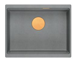 Quadri Newport II granit underbygget grå vask 560x450mm med kobberprop og afløbsdæksel 1208967458