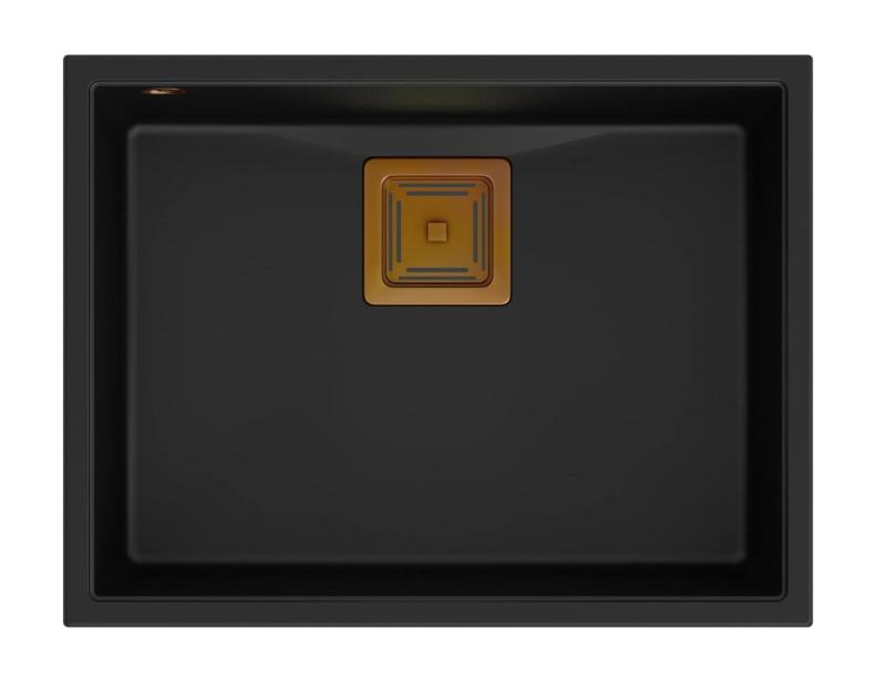 Quadri Quadrangle antracit granit underbygningsvask 55x42 cm med kobberprop 1208967480