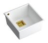 Quadri Luton wit graniet onderbouw spoelbak 42x42cm met gouden plug 1208967489