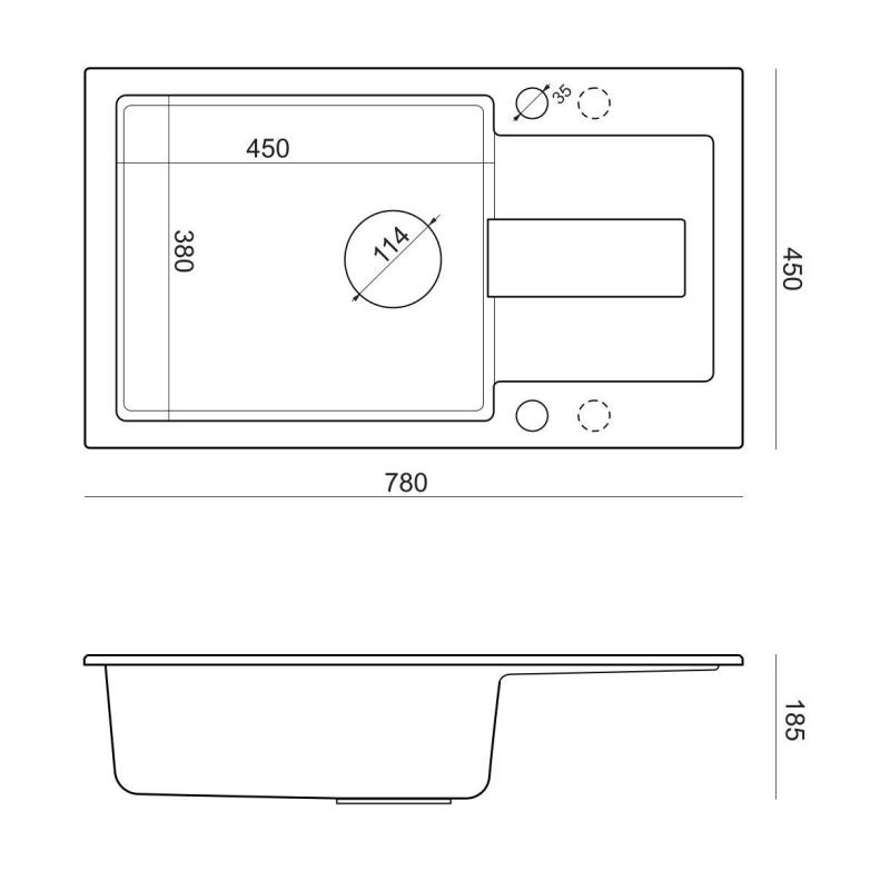 Quadri Sutton XL beige sand granit køkkenvask 78x45cm med afløbsflade vendbar med beige prop 1208967577