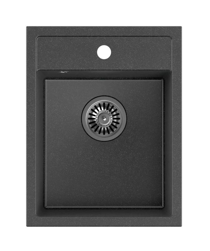 Quadri London granit antracit vask 39x50cm med hanehul opbygning 1208967584