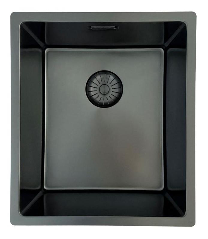 Pure.Sink Prestige vask PVD gun metal 34x40 cm 10mm radius underbygning, planmontering og topmontering PPG3440-61