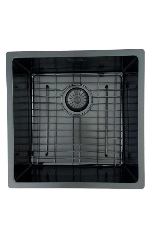 Pure.Sink Prestige vask 40x40 cm PVD Gun Metal 10mm radius undermontering, planmontering og overmontering PPG4040-61