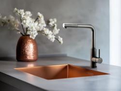 Pure.Sink Prestige vask 40x40 cm PVD Kobber 10mm radius underbygning, planlimning og overbygning PPG4040-62