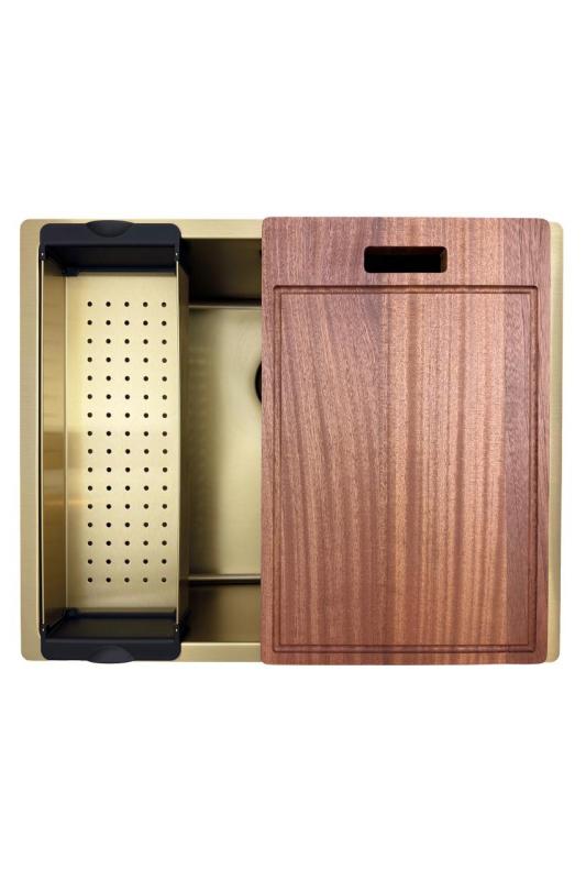 Pure.Sink Prestige håndvask 50x40 cm PVD Guld 10mm radius underbygning, planlimning og overbygning PPG5040-60