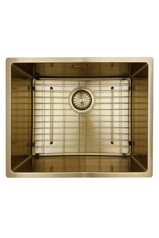 Pure.Sink Prestige håndvask 50x40 cm PVD Guld 10mm radius underbygning, planlimning og overbygning PPG5040-60