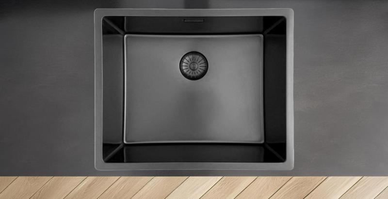 Pure.Sink Prestige vask 50x40 cm PVD Gun Metal 10mm radius undermontering, planmontering og overmontering PPG5040-61